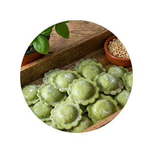 Fiorelloni al basilico e pinoli