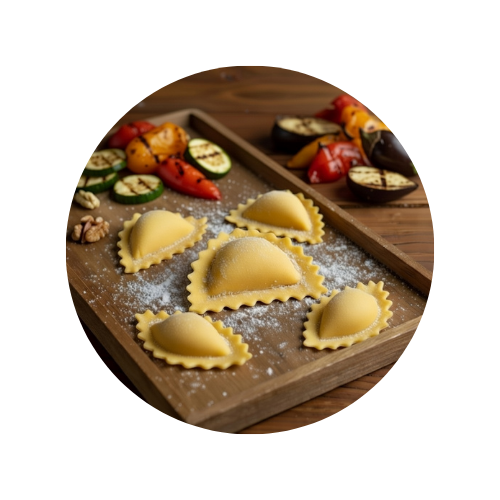 Mezzelune alle verdure grigliate