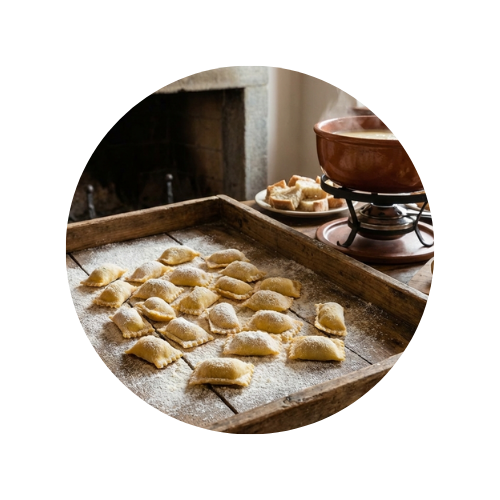 Agnolotti del plin alla fonduta e tartufo